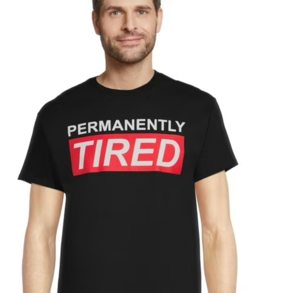 Black Graphic T-Shirt with Red Print